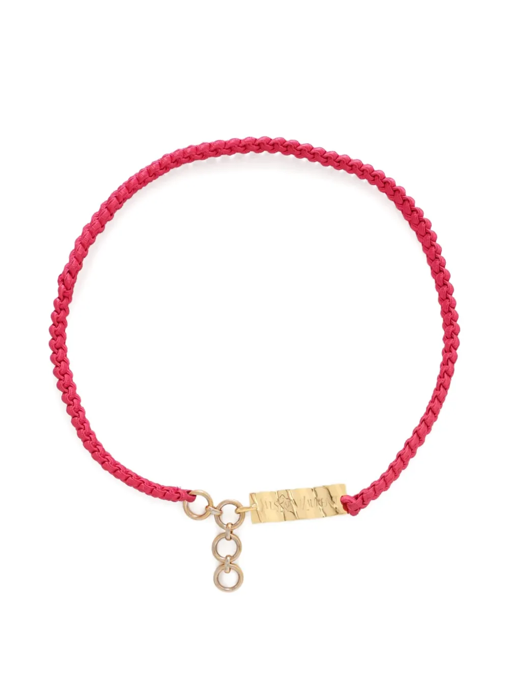 Pre-owned Saint Laurent 1993 Braided-cord Logo-plaque Belt In Gold