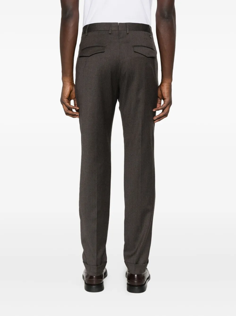 Pt Torino Virgin Wool Blend Straight-leg Trousers In Brown