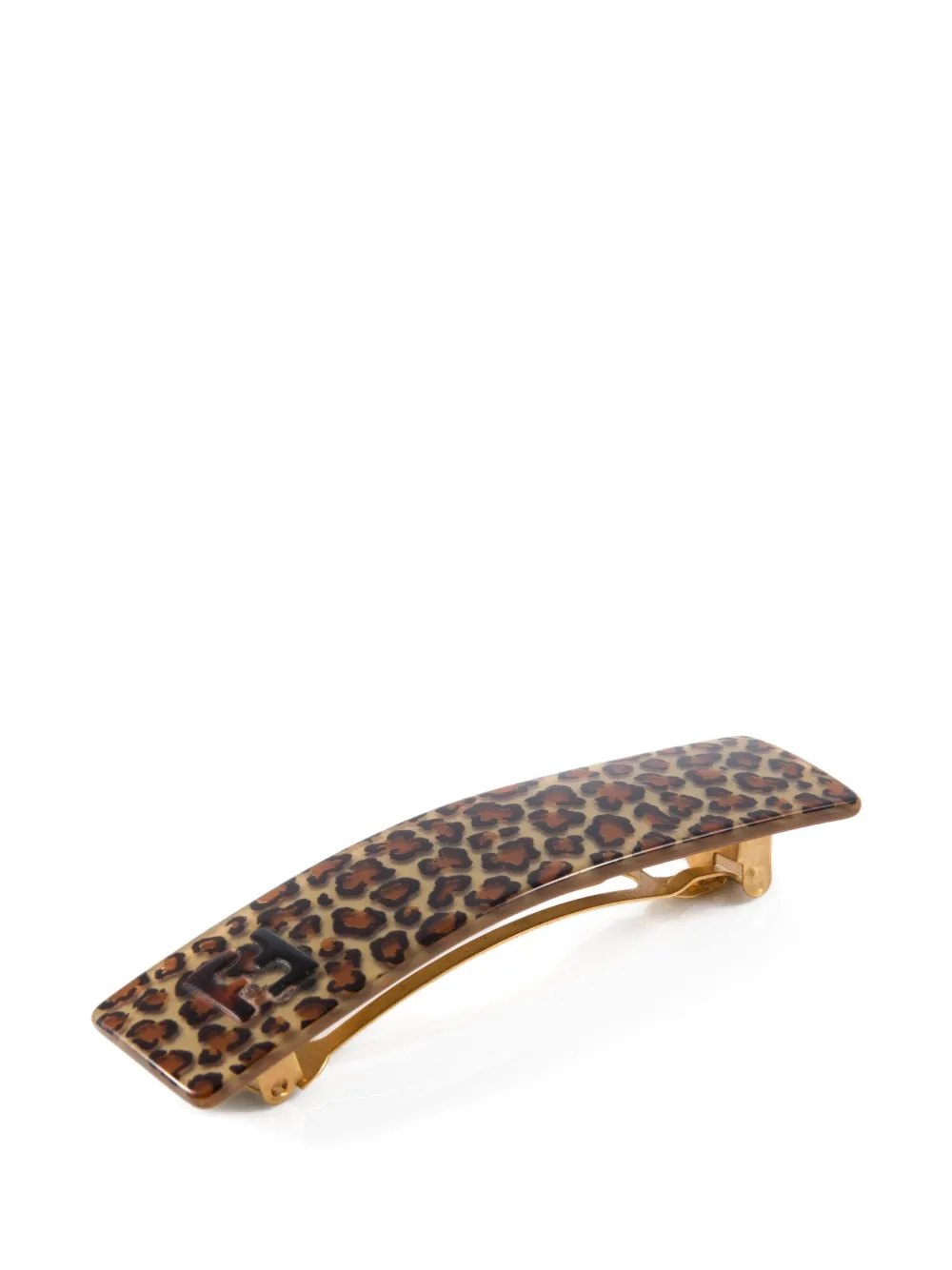 Pre-owned Fendi 2000s Animal-print Hair Clip In Gold