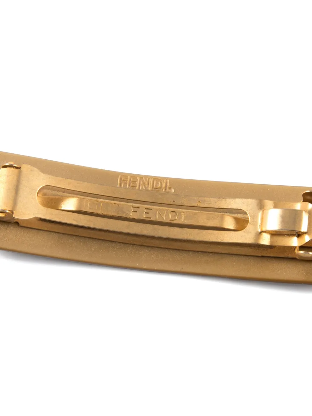 Pre-owned Fendi 2000s Animal-print Hair Clip In Gold