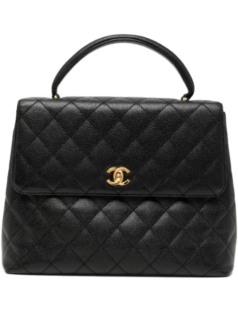CHANEL Pre-Owned 2001 Caviar Quilted Satchel Classic Top Handle Kelly Flap Bag
