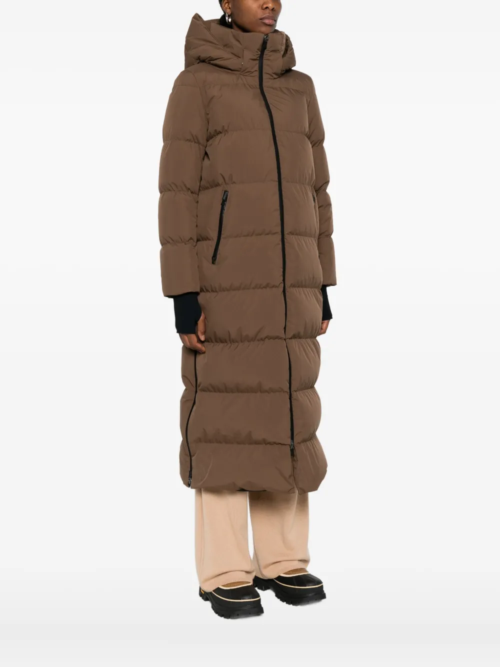 Herno Hooded Quilted Coat In Animal Print