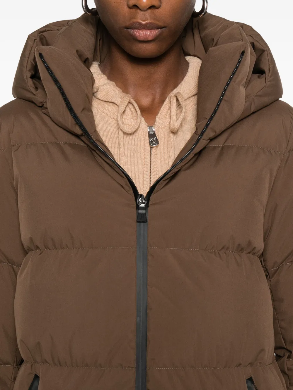 Herno Hooded Quilted Coat In Animal Print