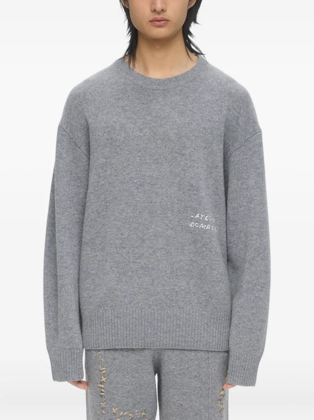 DOMREBEL Sweater met borduurwerk en ronde hals Grijs