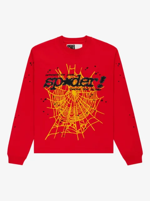 SP5DER Punk V2 spider-web-graphic T-shirt