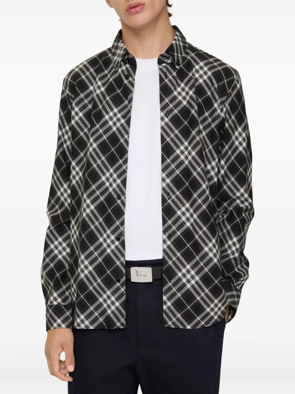 Burberry check cotton flannel shirt - Zwart