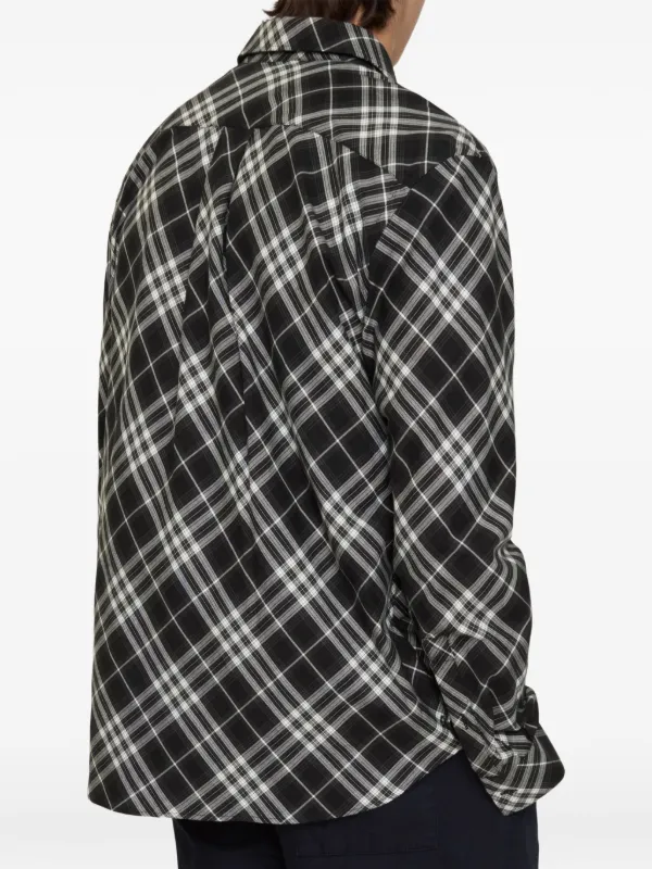 Burberry Check Cotton Flannel Shirt Black FARFETCH NO