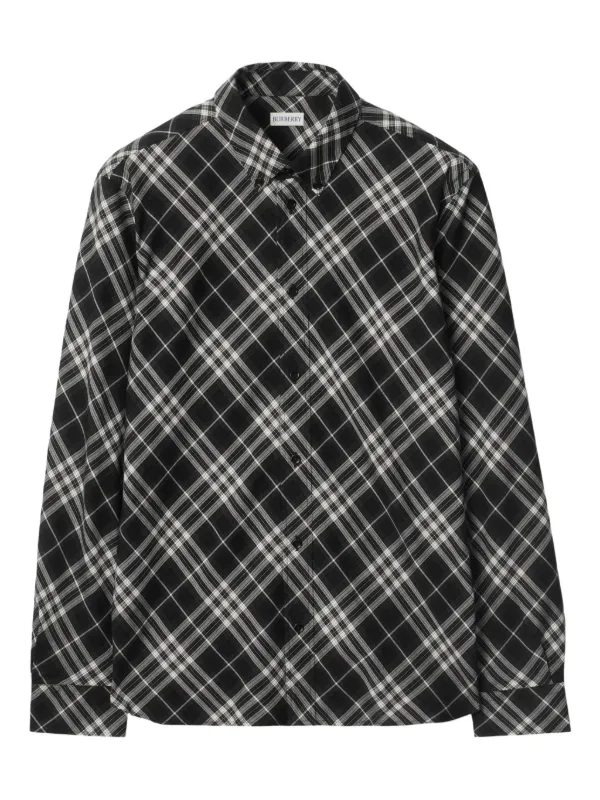 Burberry Check Cotton Flannel Shirt Black FARFETCH ZA