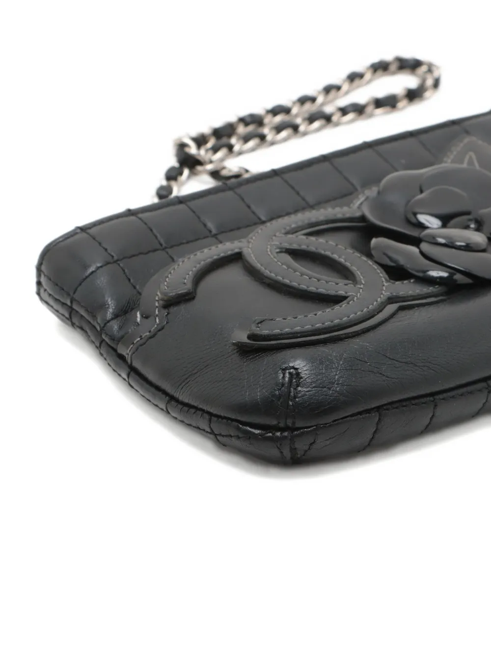 Pre-owned Chanel 2005-2006s Camellia No.5 Quilted-leather Shoulder Bag In Black