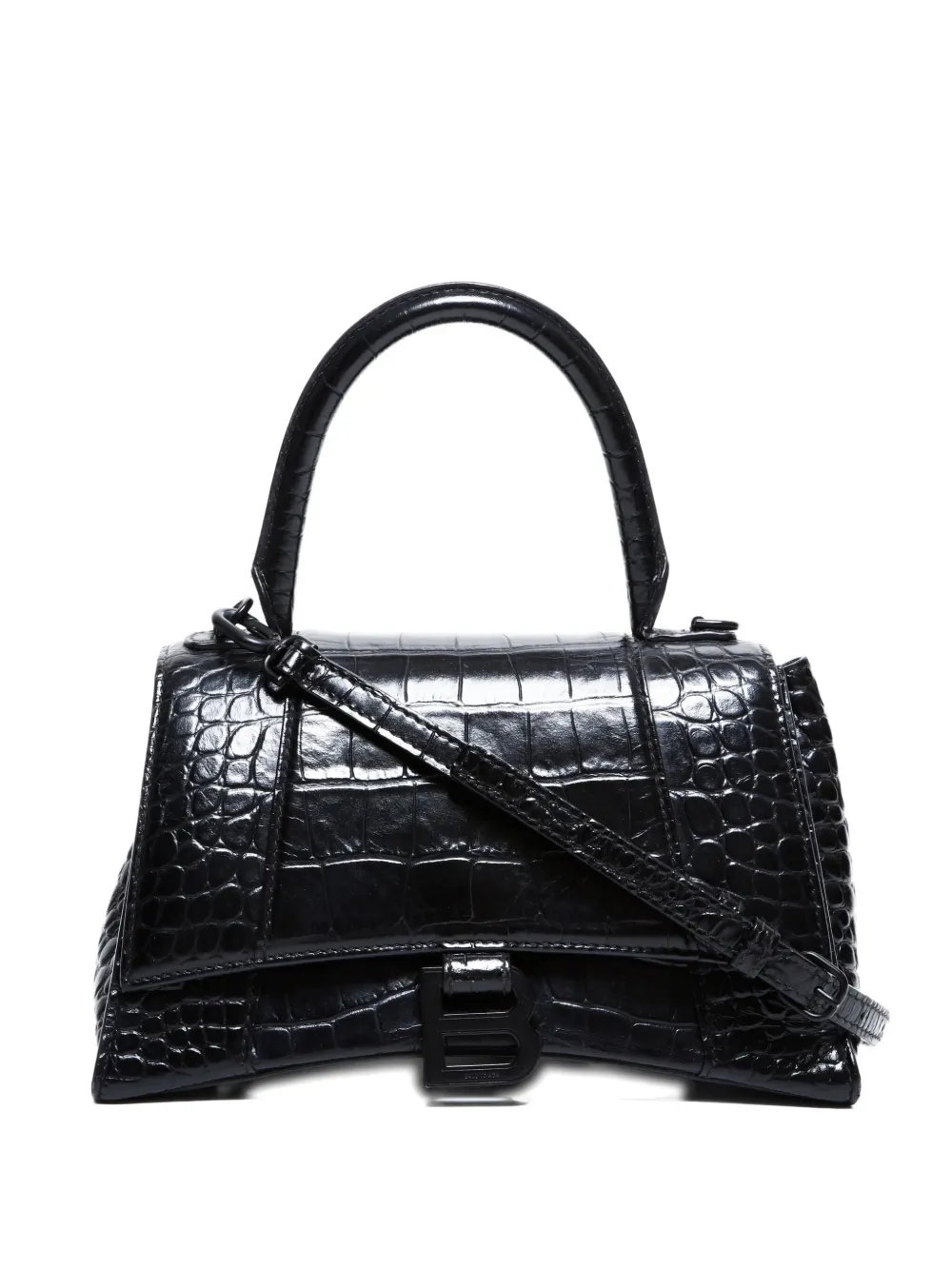 Balenciaga Pre-Owned 2010-2025 Hourglass crocodile-embossed shoulder bag | Black | Image 1