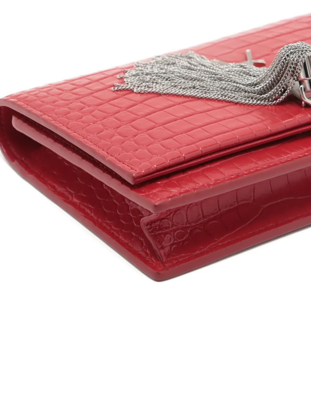 Pre-owned Saint Laurent 2000s Kate Crocodile-effect Chain-strap Shoulder Bag In Red