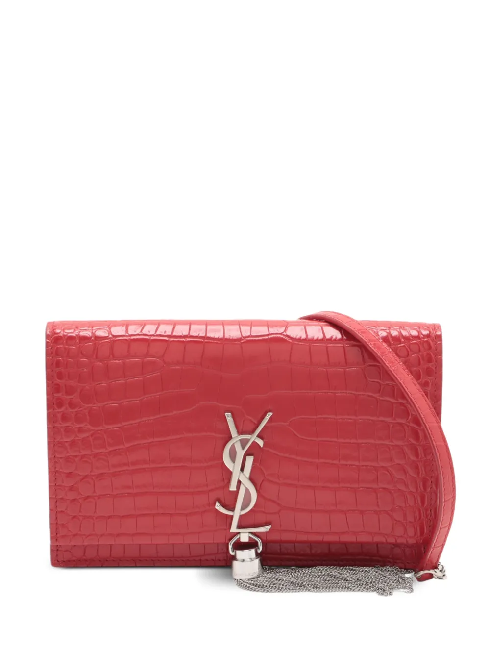 Saint Laurent Pre-Owned 2000s Kate crocodile-effect chain-strap shoulder bag | Red | Image 1