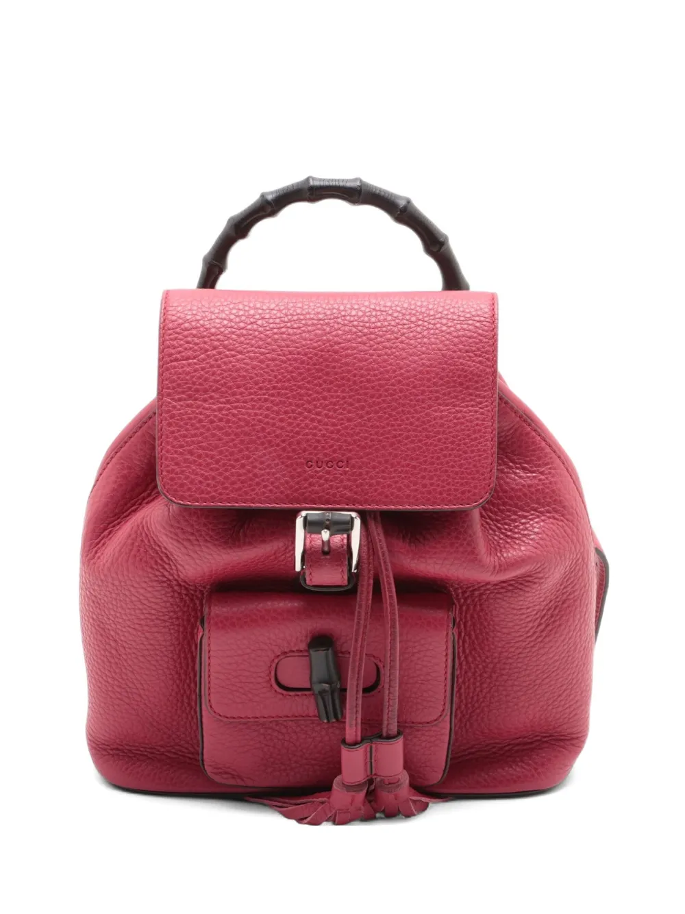 Pre-owned Gucci 2000-2020 Bamboo-handle Drawstring Backpack In Pink