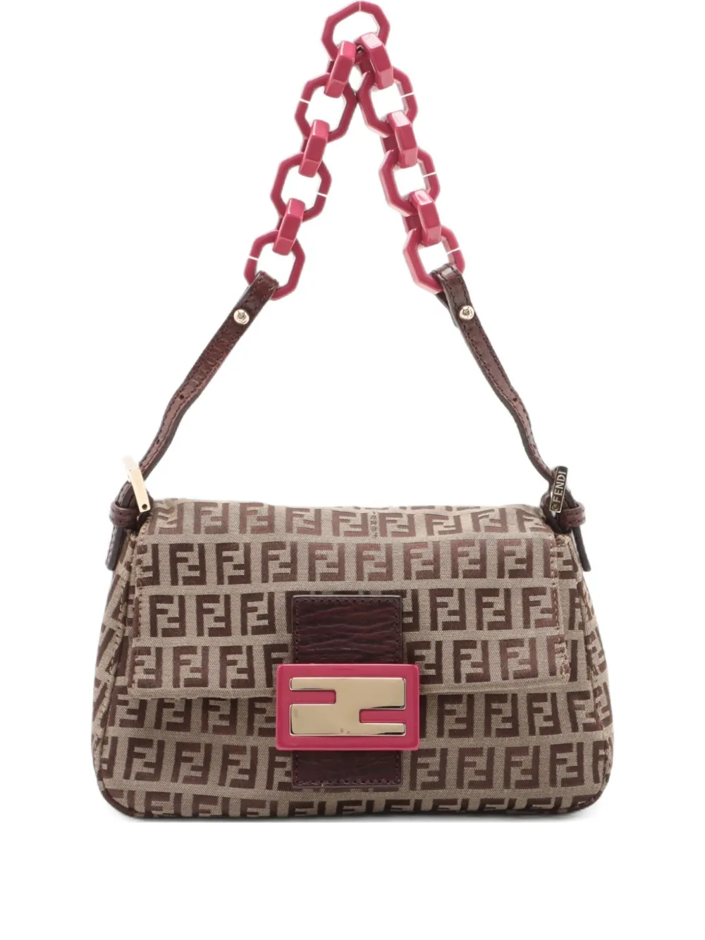 Pre-owned Fendi 2010-2020s Zucchino Mamma Chain-strap Mini Bag In Neutral