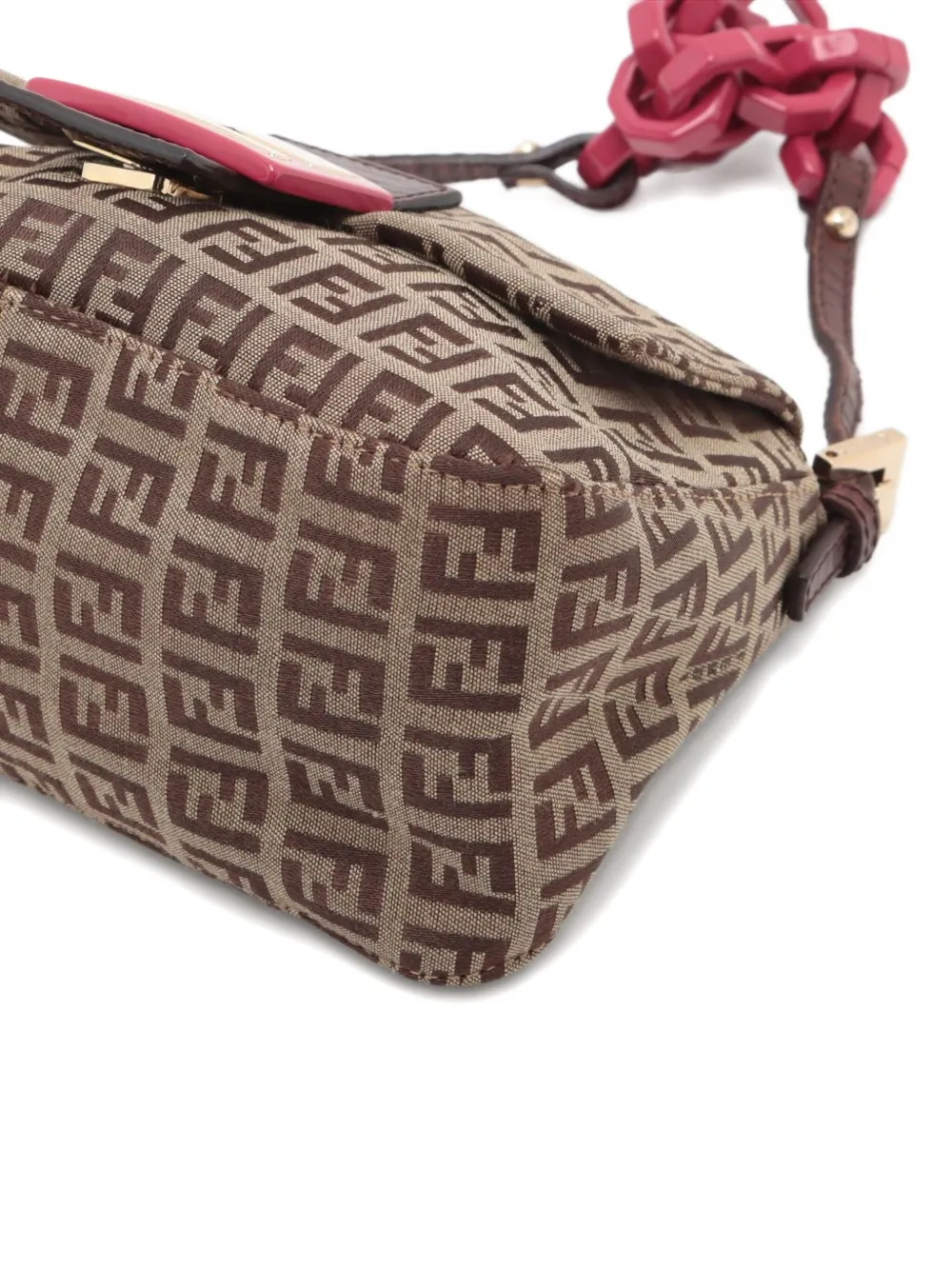 Pre-owned Fendi 2010-2020s Zucchino Mamma Chain-strap Mini Bag In Neutral