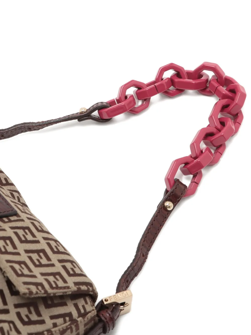 Pre-owned Fendi 2010-2020s Zucchino Mamma Chain-strap Mini Bag In Neutral