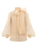 ZIMMERMANN Memento organza bow-lace blouse - Neutrals