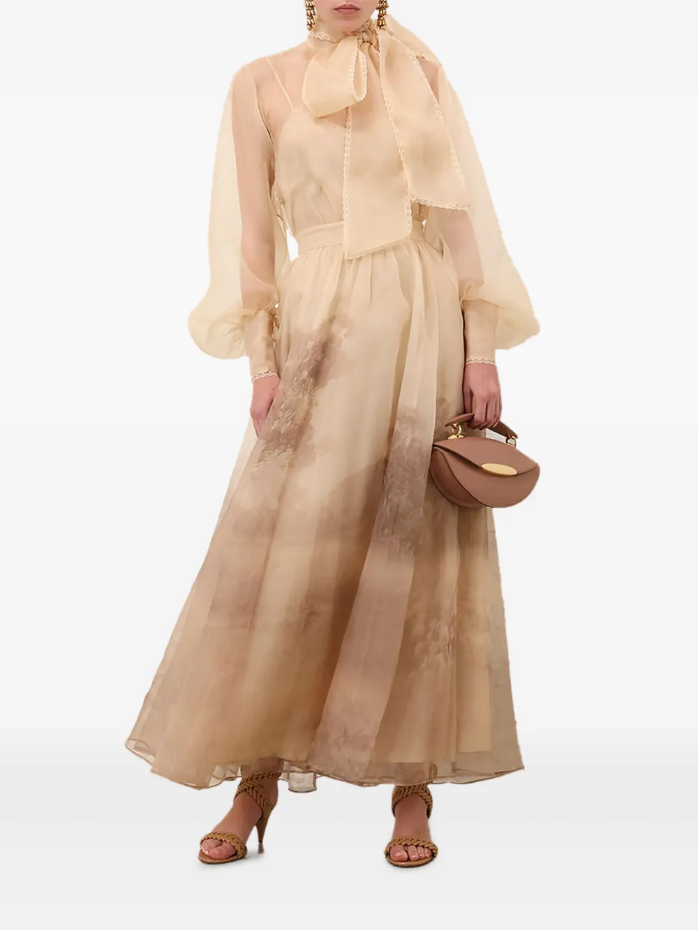 ZIMMERMANN Memento organza maxi skirt - Bruin