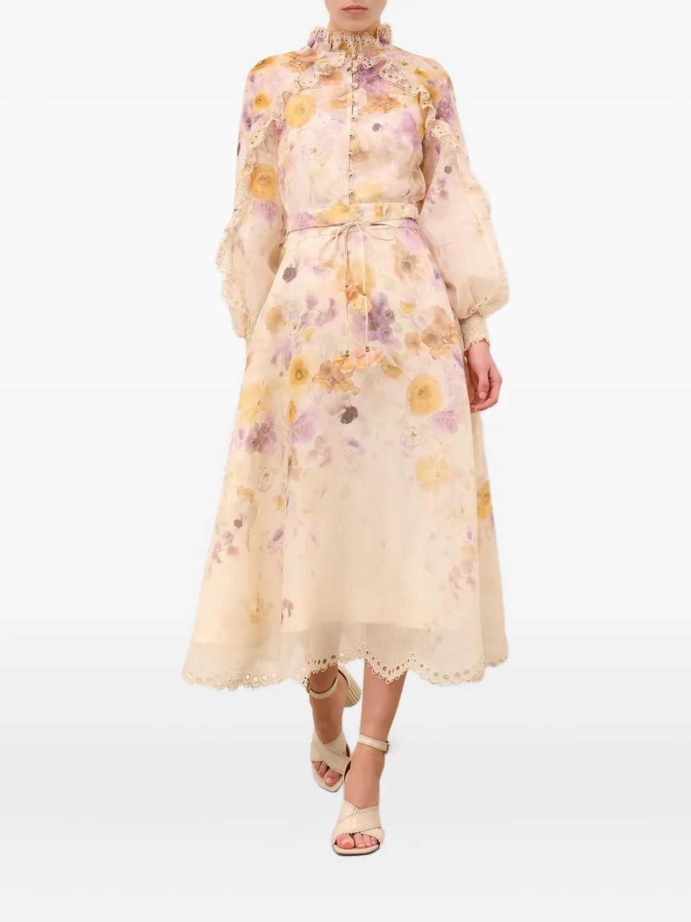 ZIMMERMANN Memento embroidered midi skirt | Neutrals | Image 1