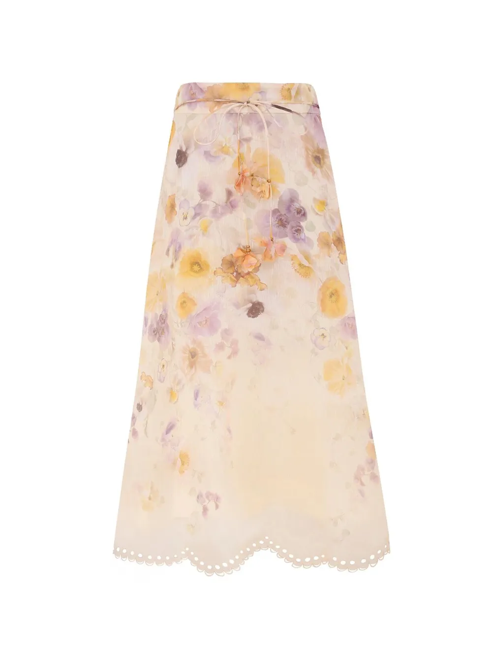 ZIMMERMANN Memento embroidered midi skirt - Toni neutri