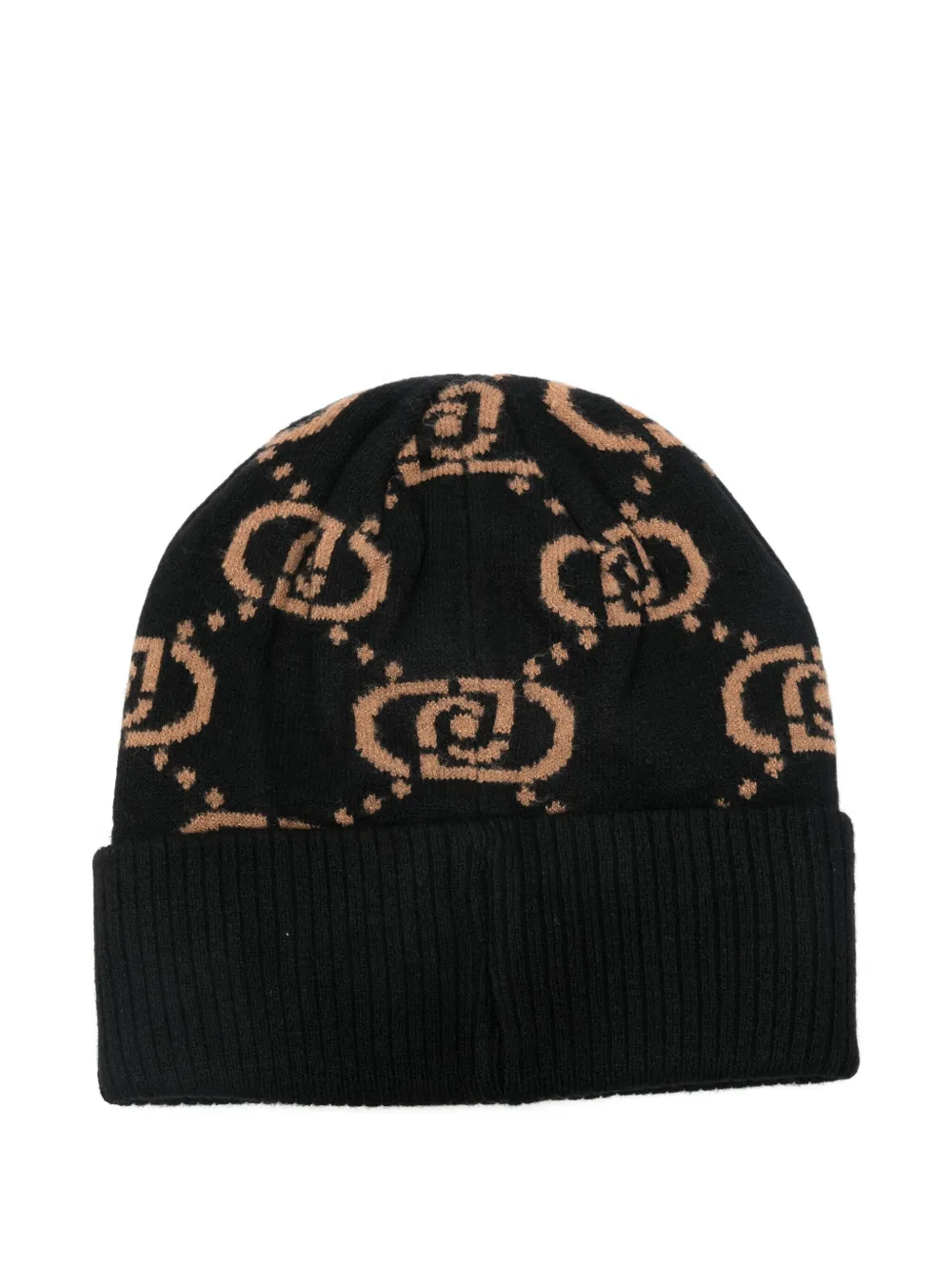 LIU JO logo-pattern ribbed beanie - Zwart