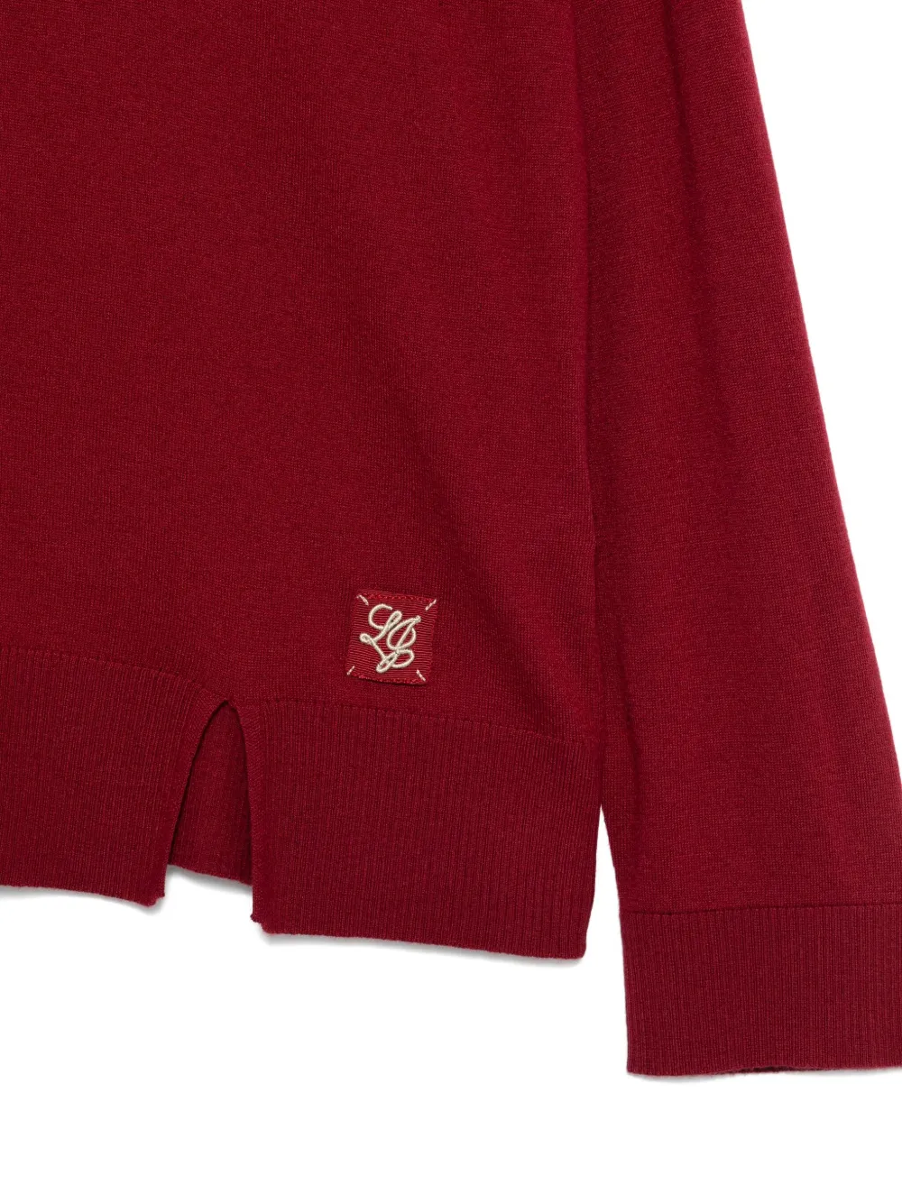 Liu •jo Logo-plaque Split-hem Sweater In Red