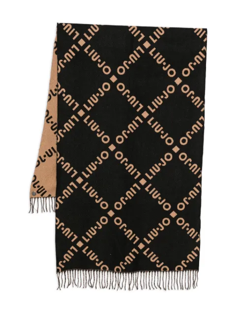 LIU JO logo-plaque fringed scarf