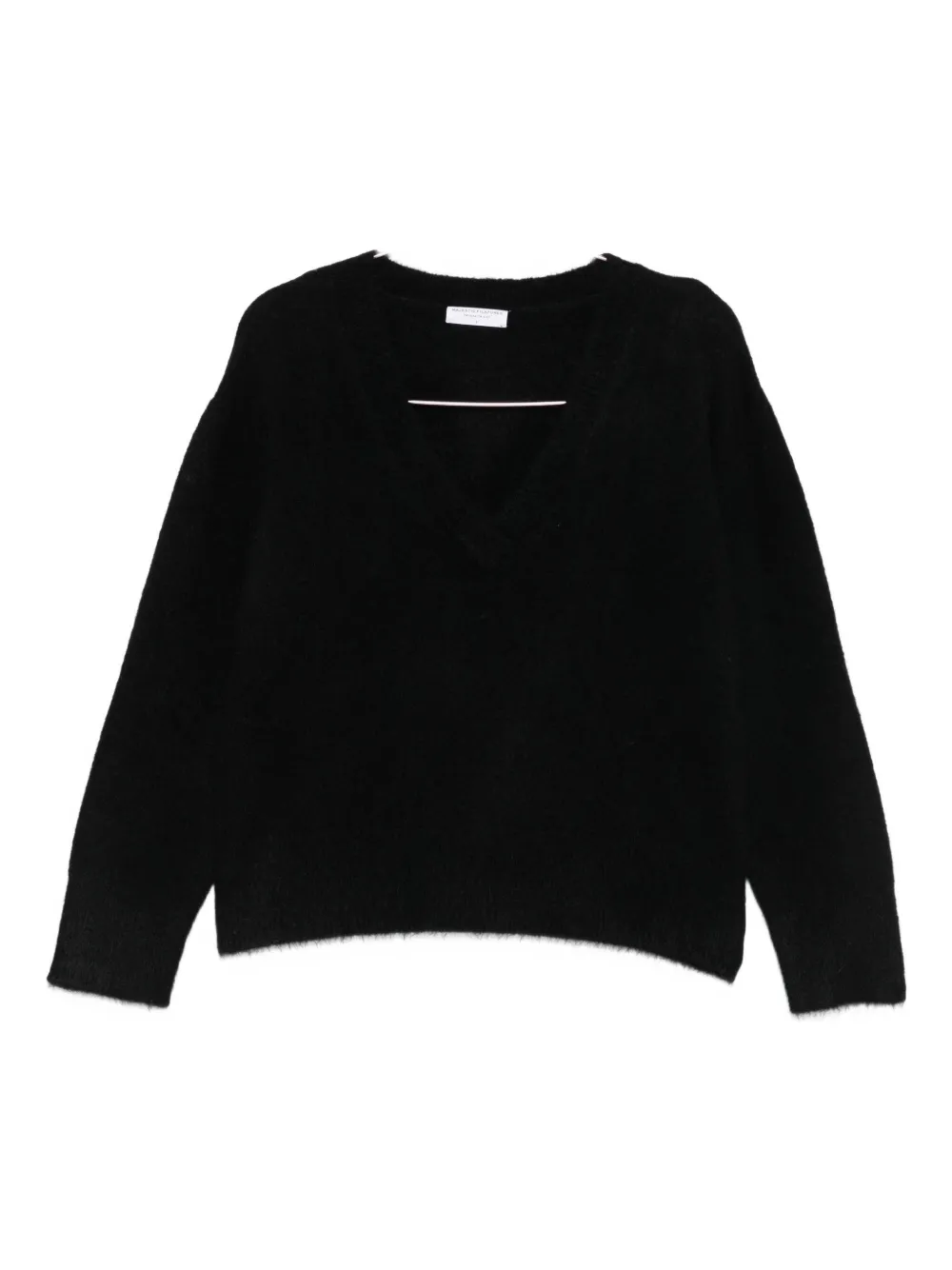 Majestic V-neck Long-sleeve Sweater In Black