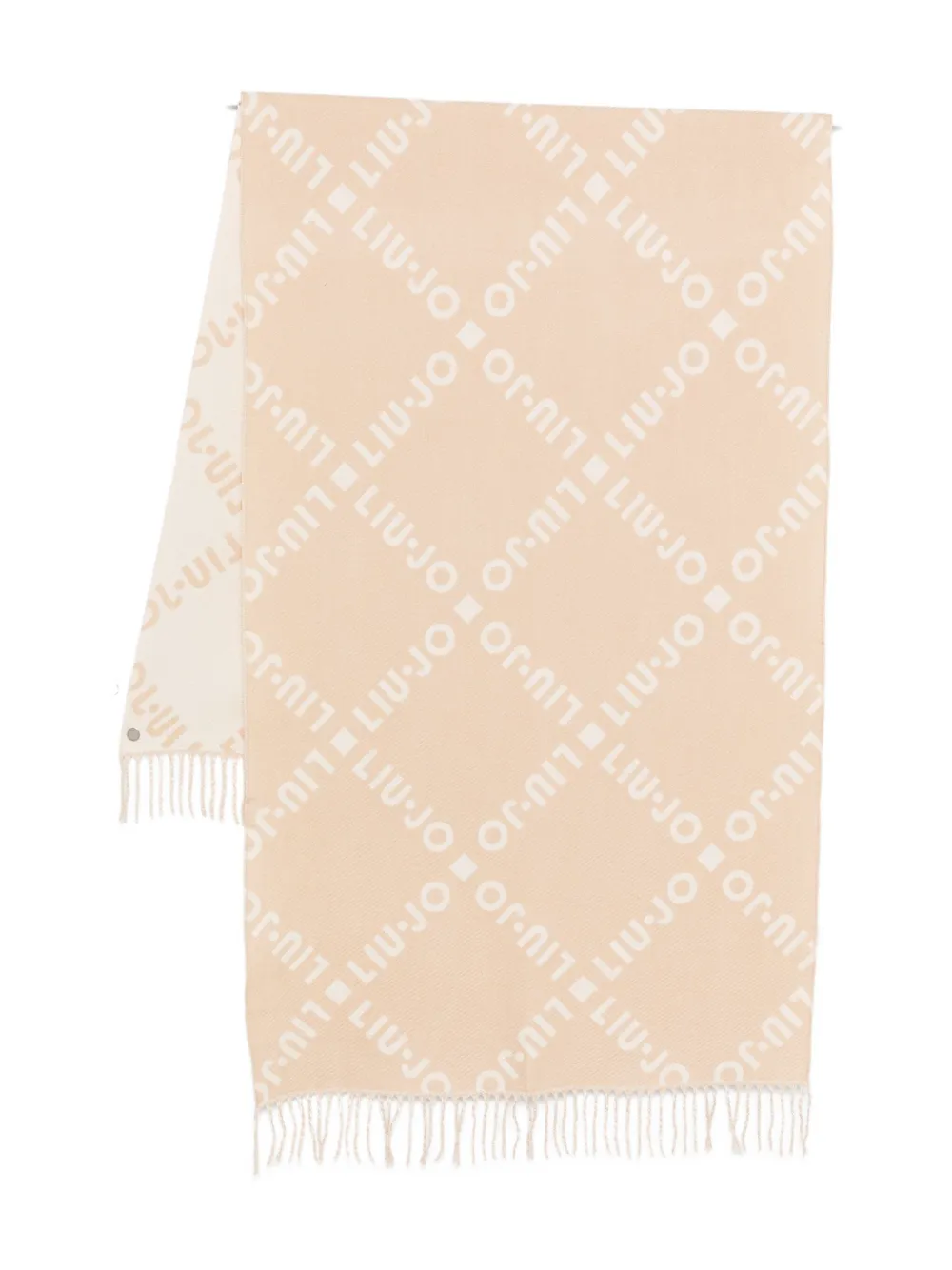 Liu •jo Logo-pattern Fringed Scarf In Orange