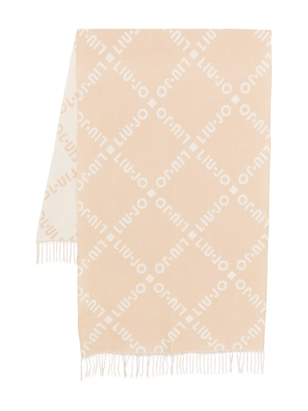 LIU JO logo-pattern fringed scarf | Neutrals | Image 1