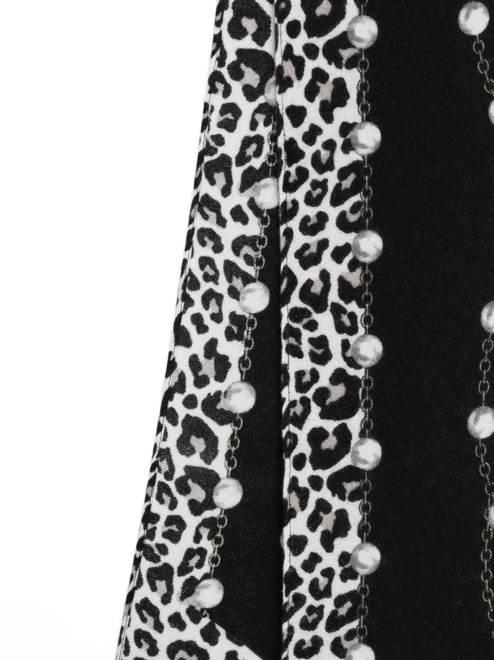 Liu •jo Leopard-print Pearl-embellished Scarf In Black