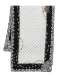 LIU JO leopard-print pearl-embellished scarf - Black