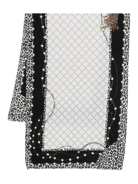 LIU JO leopard-print pearl-embellished scarf