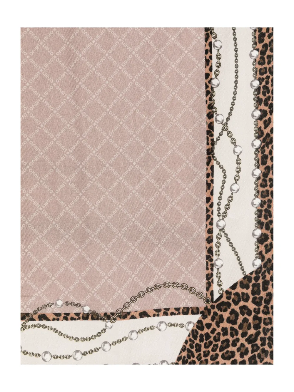 Liu •jo Catena Leopard-print Chain Scarf In Pink
