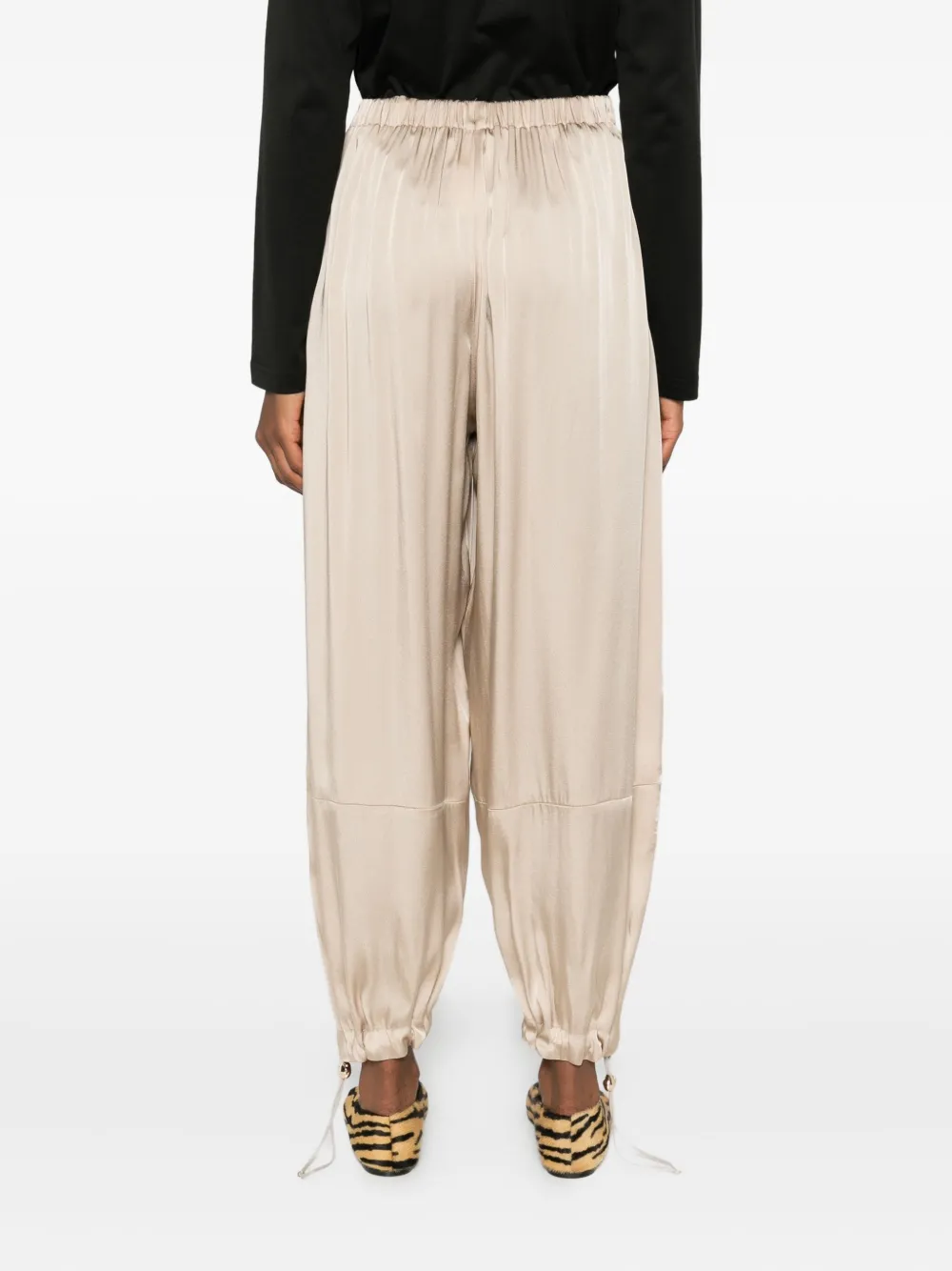 Fabiana Filippi Broek met elastische taille en trekkoord Beige