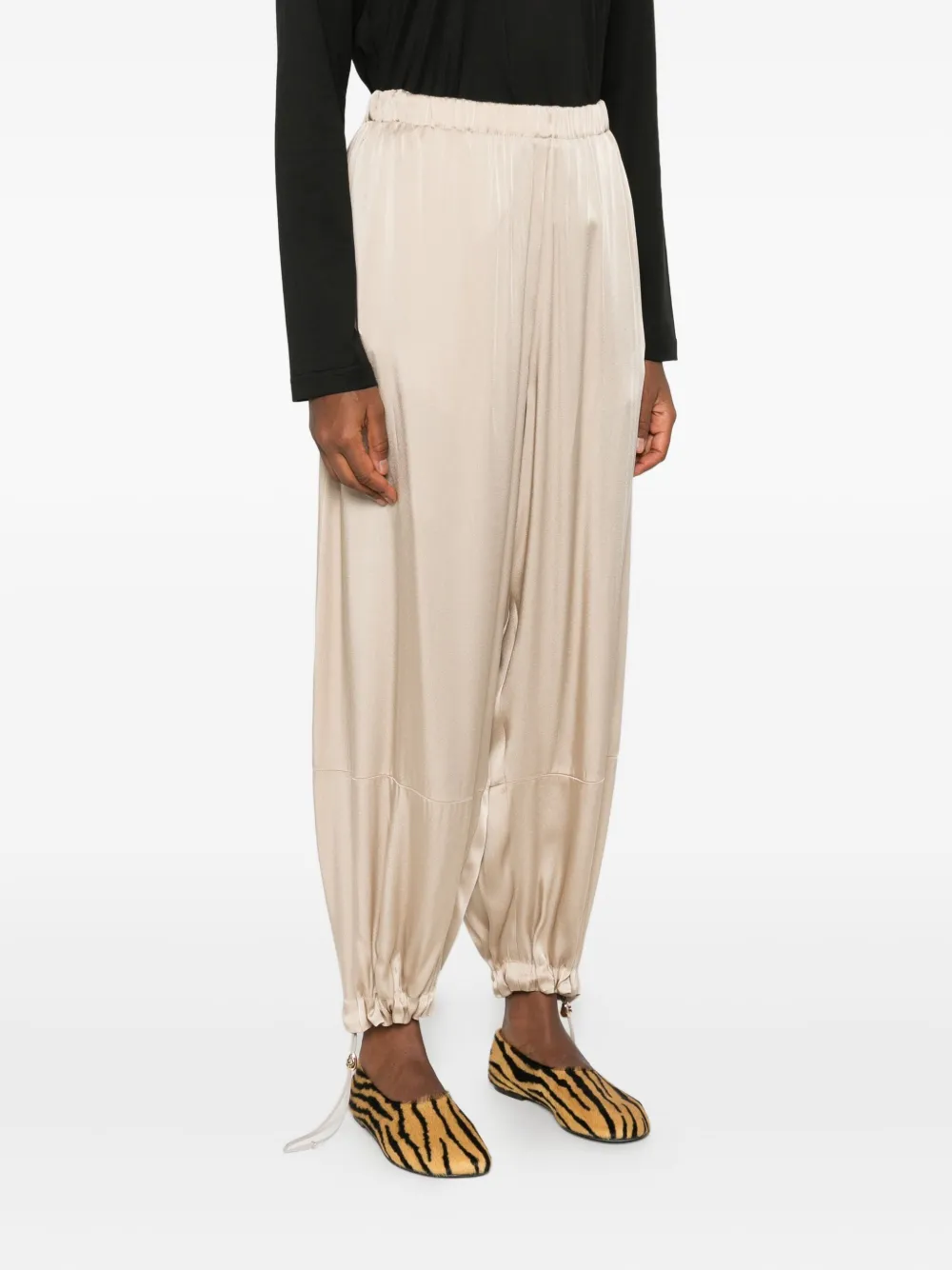 Fabiana Filippi Broek met elastische taille en trekkoord Beige