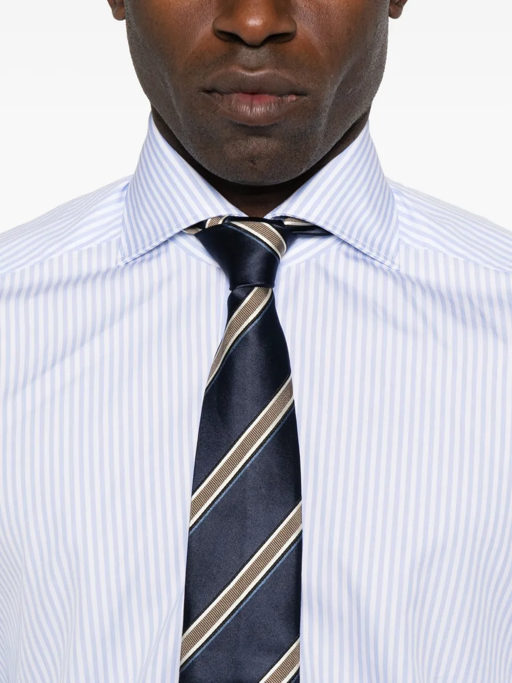 Kiton Gestreept katoenen overhemd Blauw