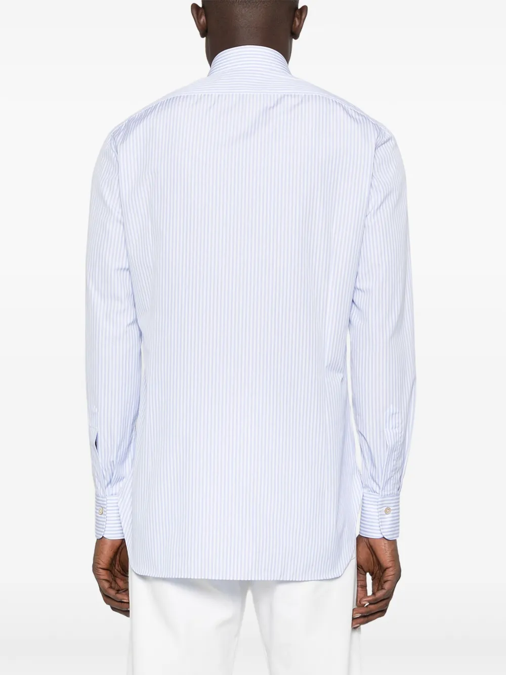 Kiton Gestreept katoenen overhemd Blauw