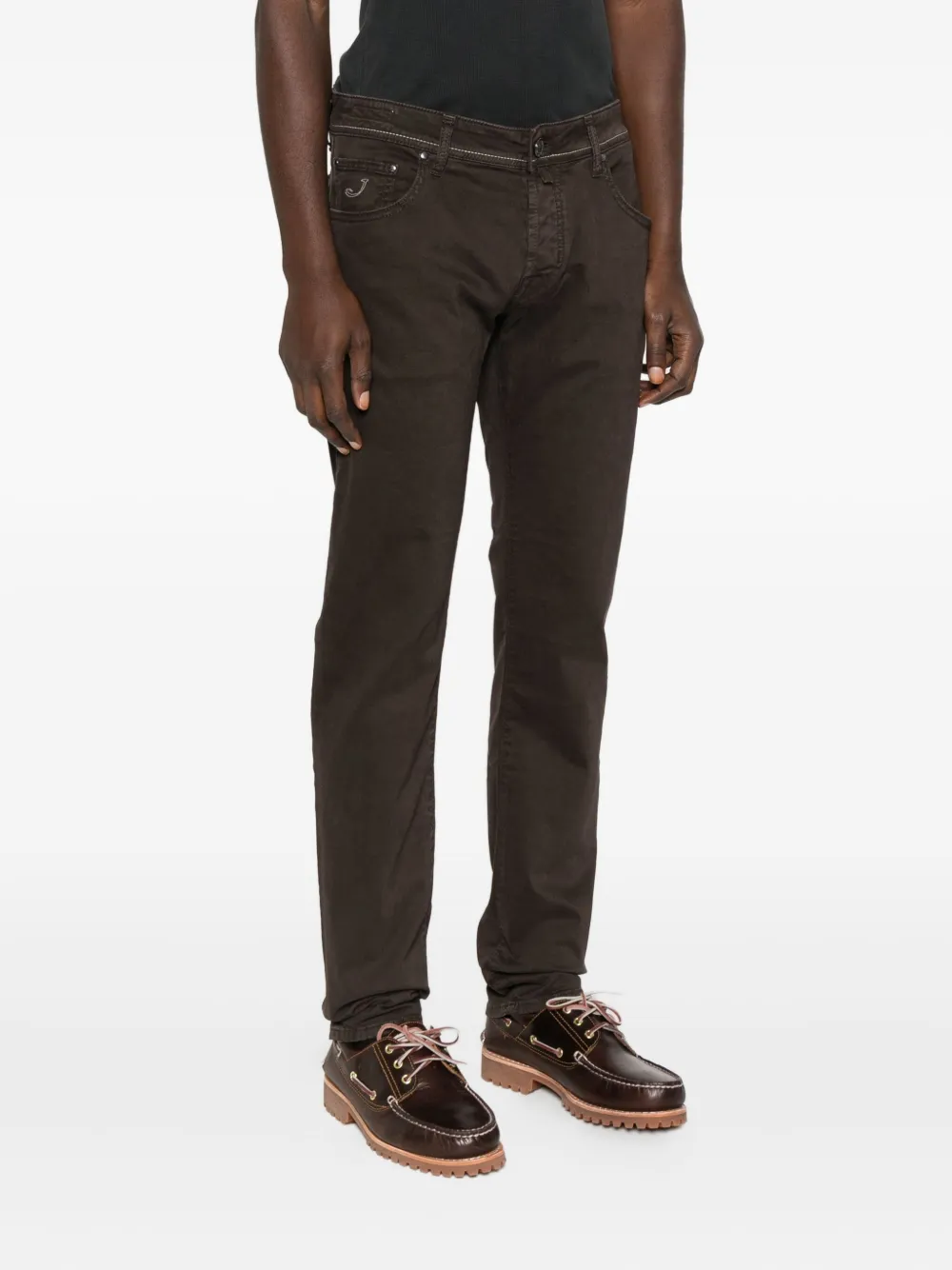 Jacob Cohën Broek met geborduurd detail Bruin