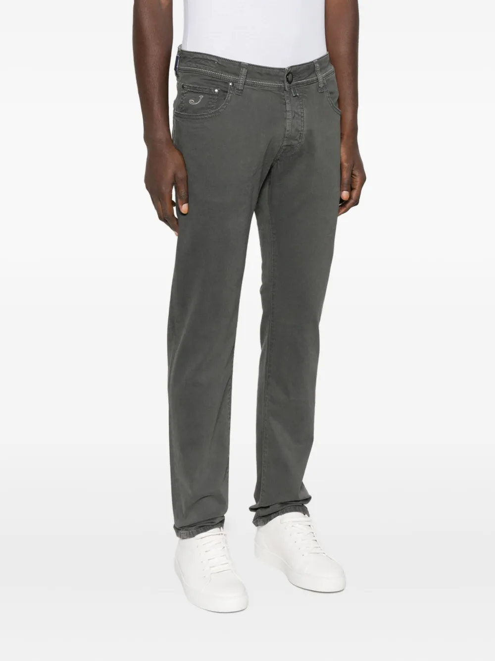 Jacob Cohën Broek met geborduurd logo Grijs