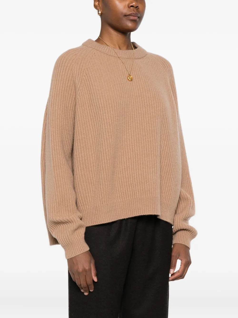 Dušan Ribbed Round-neck Sweater In Brown