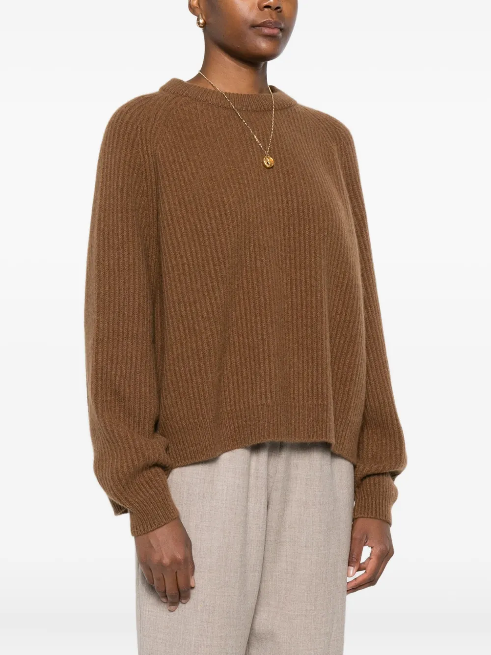 Dušan Ribbed Crew-neck Sweater In Brown