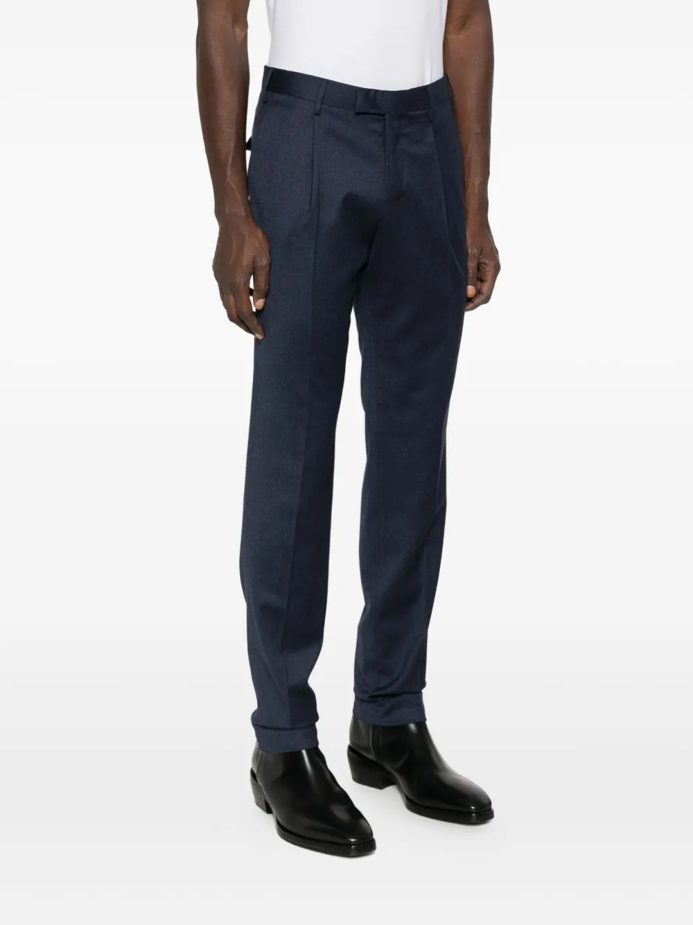 Pt Torino Virgin Wool Blend Straight-leg Trousers In Blue