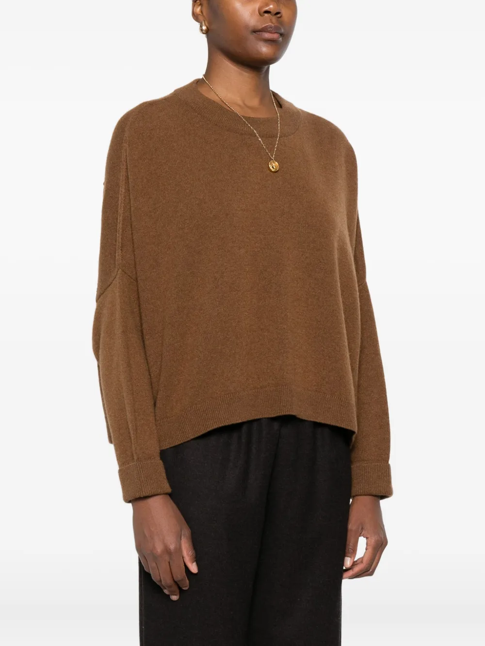 Dušan Crew-neck Boxy Sweater In Brown