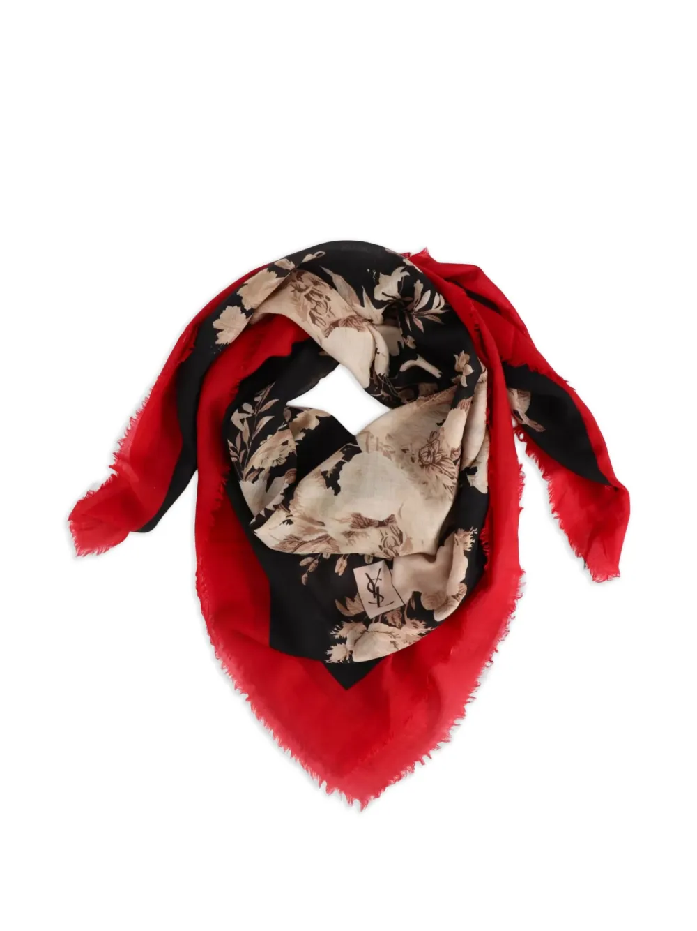 Saint Laurent Pre-Owned écharpe frangée à fleurs (années 1990) | Image 2