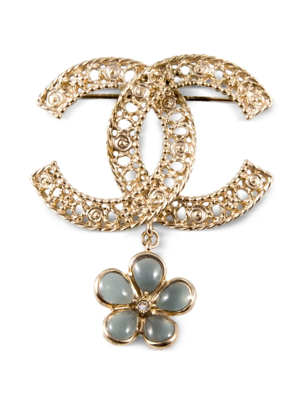 CHANEL Pre-Owned 2018 フローラル ブローチ - ゴールドトーン CHANEL Pre-Owned 2018 フローラル ブローチ - ゴールドトーン