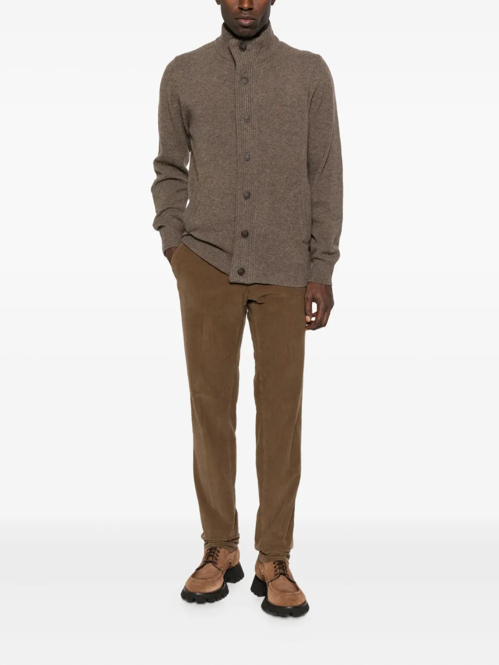 Pt Torino Corduroy Straight-leg Trousers In Brown