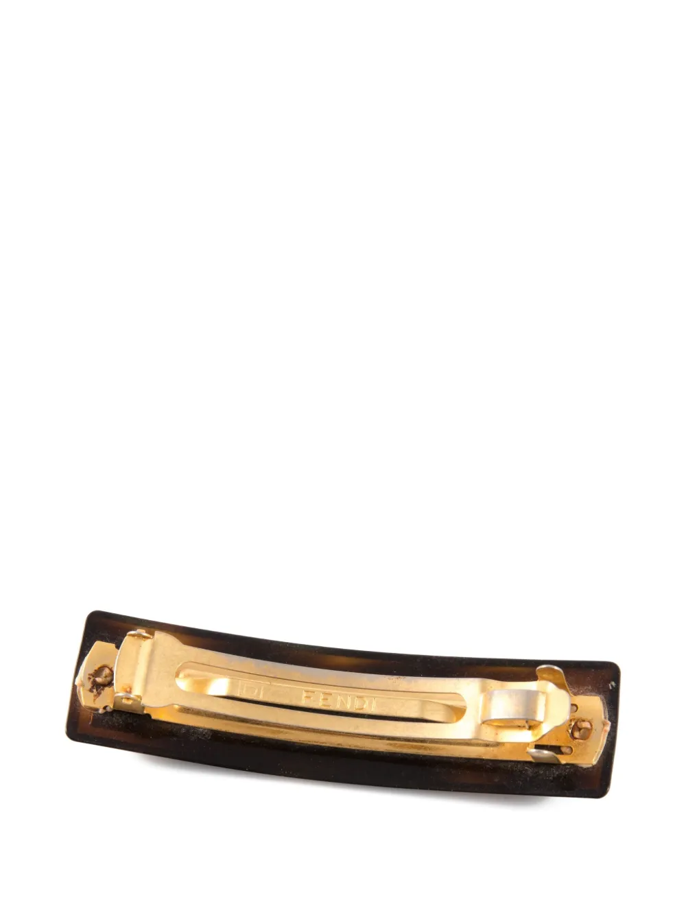 Pre-owned Fendi 2000s Ff-motif Hair Clip In Brown