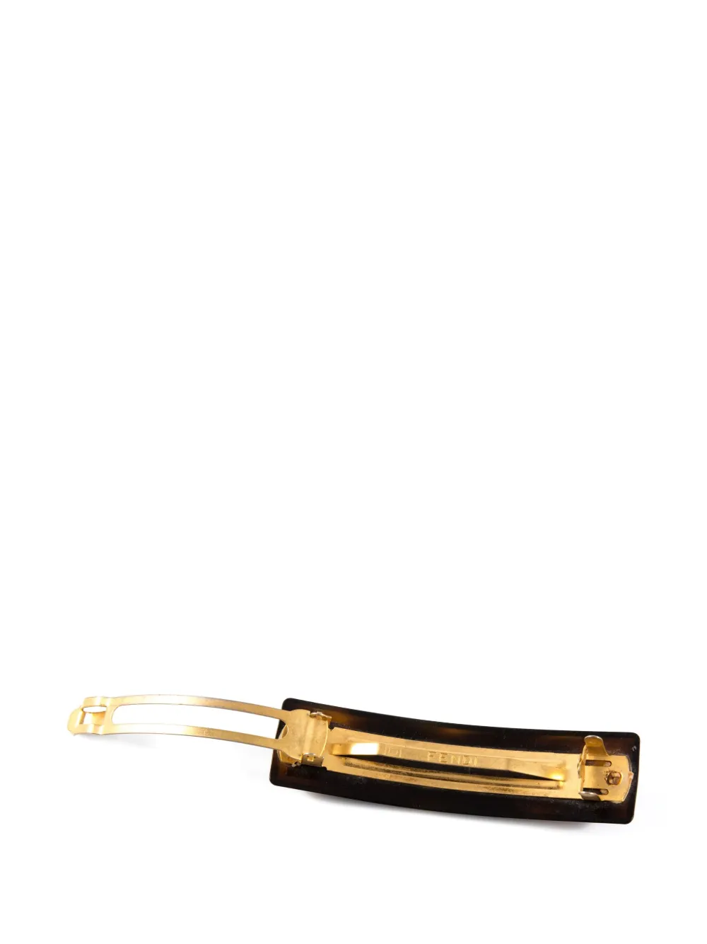 Pre-owned Fendi 2000s Ff-motif Hair Clip In Brown