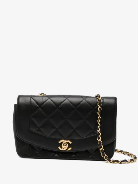 CHANEL Pre-Owned 1991 mittelgroße Diana Stripe Classic Flap Schultertasche